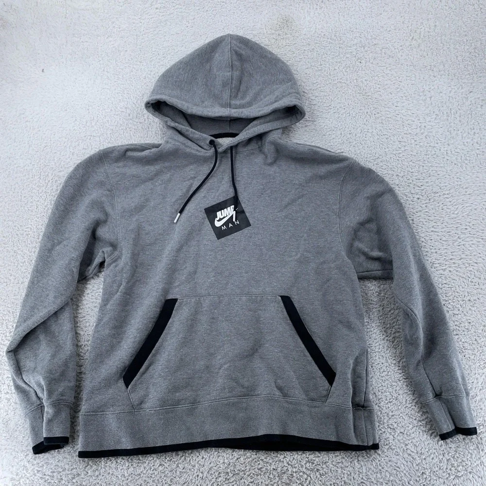 Nike Air Jordan Hoodie Mens Medium Standard Fit‎ Gray Jumpman Graphic Sweatshirt